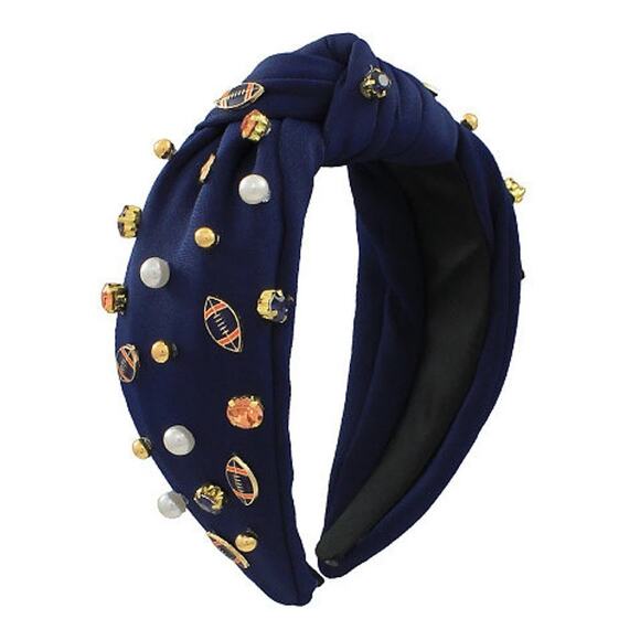 Football Bling Knotted Headband | Game Day Headband | Gift for Her - Picture 1 of 2